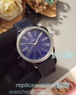 Omega Replica De Ville Tresor Ladies Watch Blue Dial Diamond Bezel